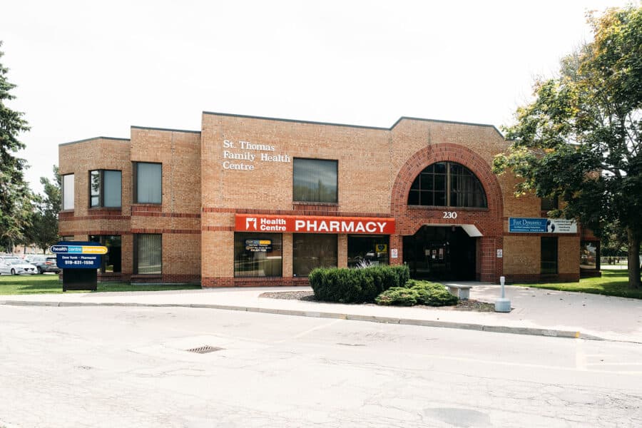 Community health centre with pharmacy and family health services.