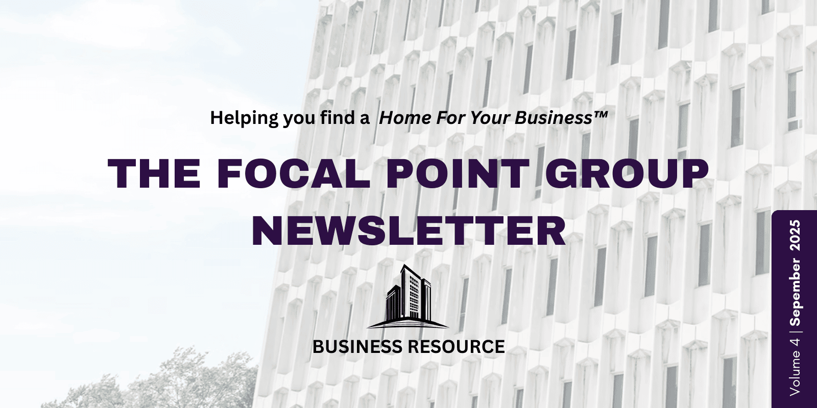 The Focal Point Group newsletter cover with building background.