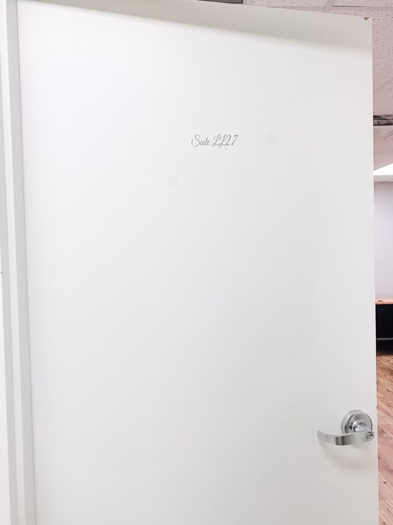White door with silver