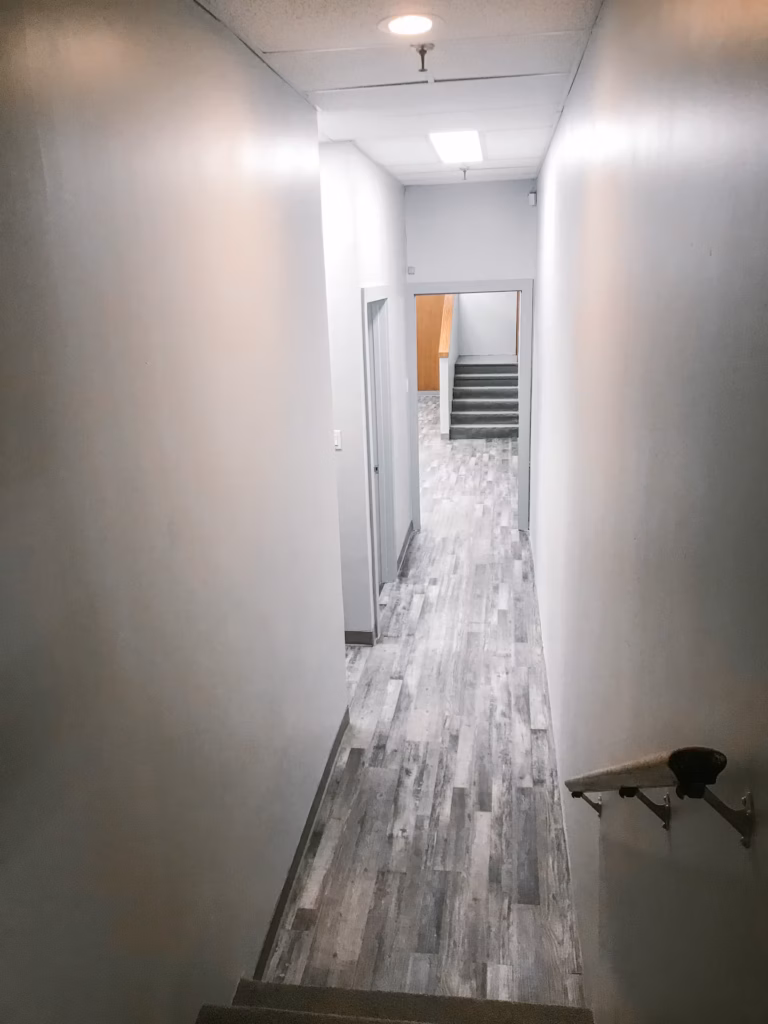 Long hallway with light