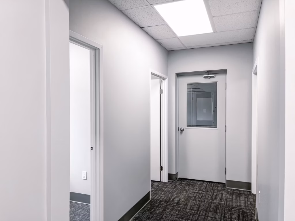 Modern office hallway with