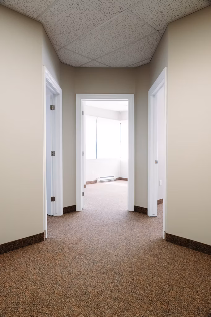 Empty office hallway with