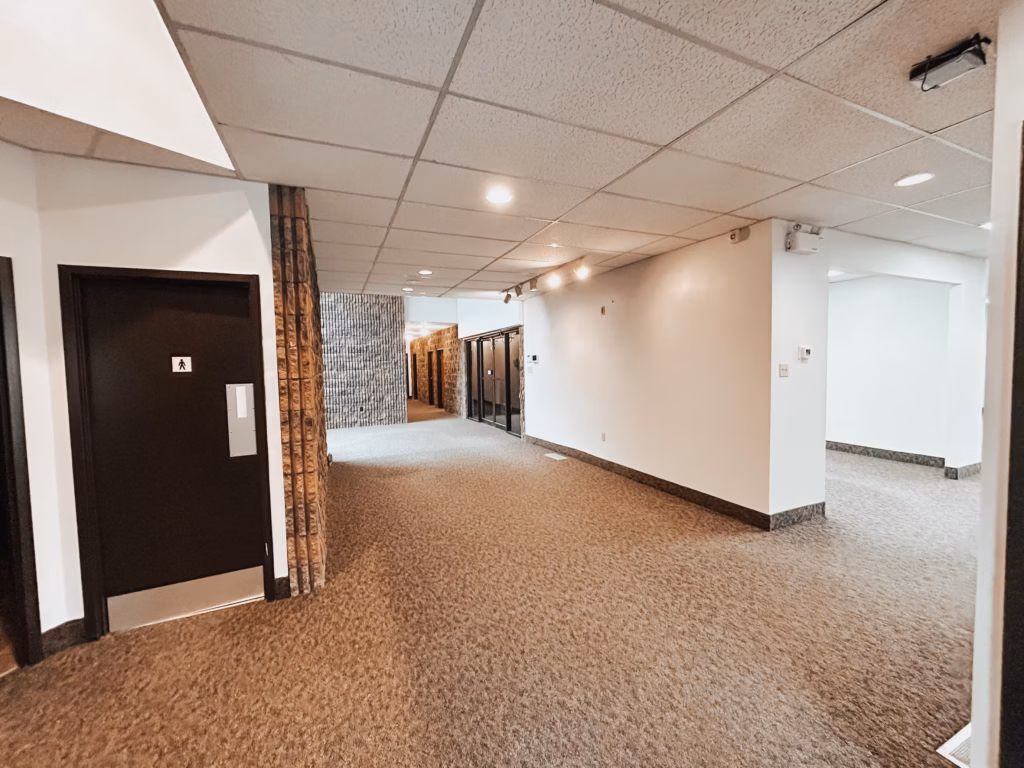 Empty office hallway with