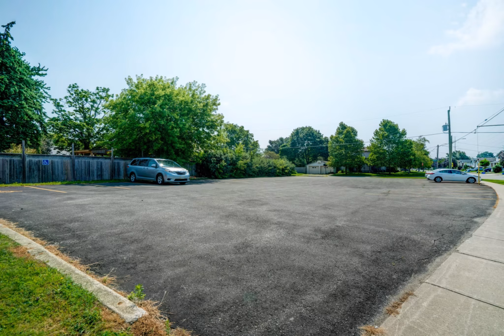 Empty asphalt parking lot