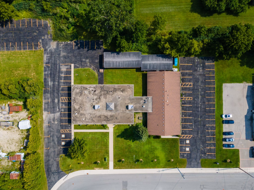 Aerial view of two